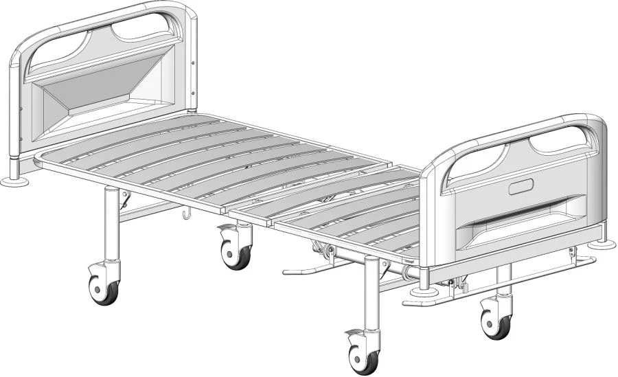Functional Hospital Bed with Wheels, Plastic Backrests, Model KФ2-01-«МСК» (МСК-4102Л)