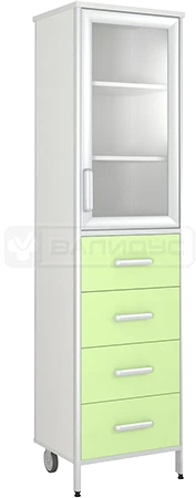 خزانة طبية ذات باب واحد مع إطار من الألمنيوم - ШМ-2К