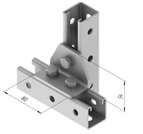 90-Degree Angle Plate with 3 Holes SMA 619, 80x54mm, Stainless Steel