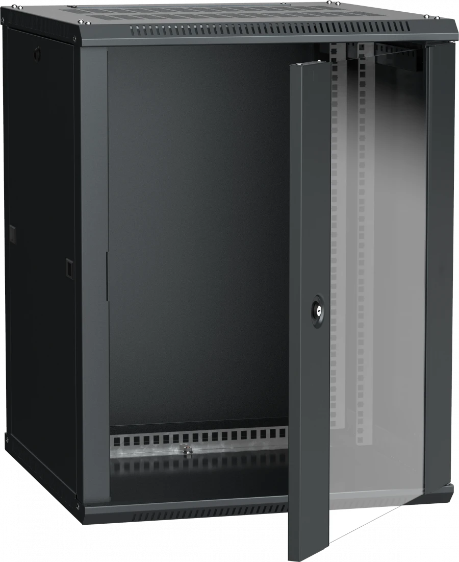 LINEA W 15U Wall-Mounted Cabinet 600x600 mm with Glass Door, RAL9005