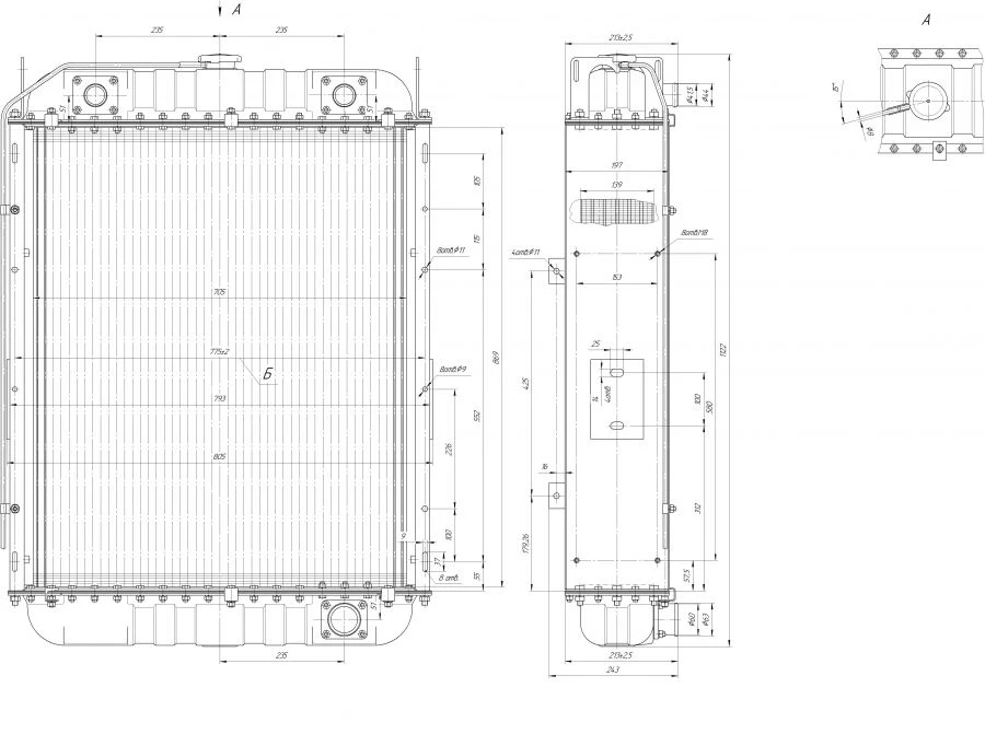 رادياتور مياه لمحرك الاحتراق الداخلي 238Р.1301.100