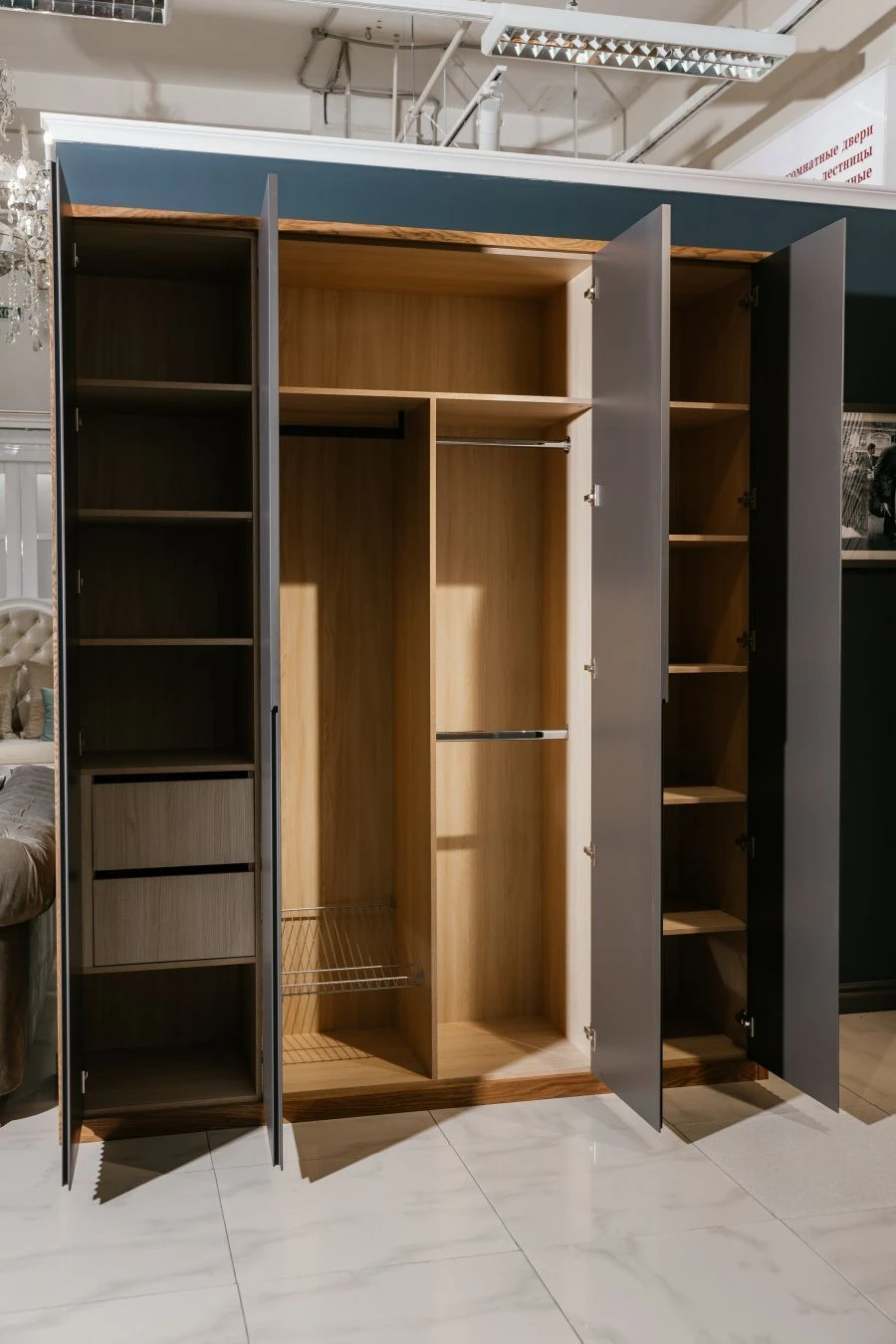 Wooden Wardrobe with Decorative Edging