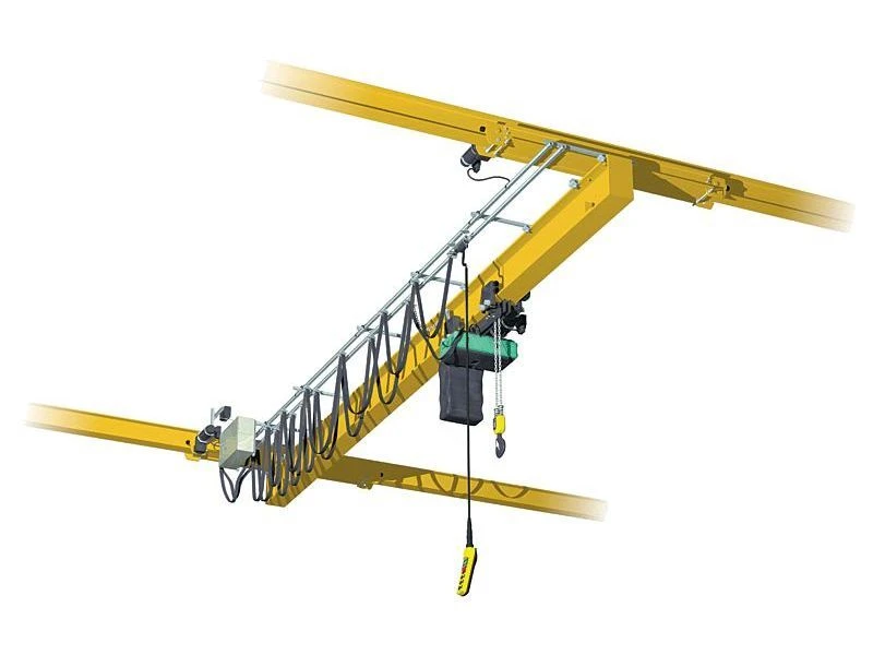 Overhead electric single girder overhead double span bridge crane with load capacity from 0.5 to 12.5 tonnes.