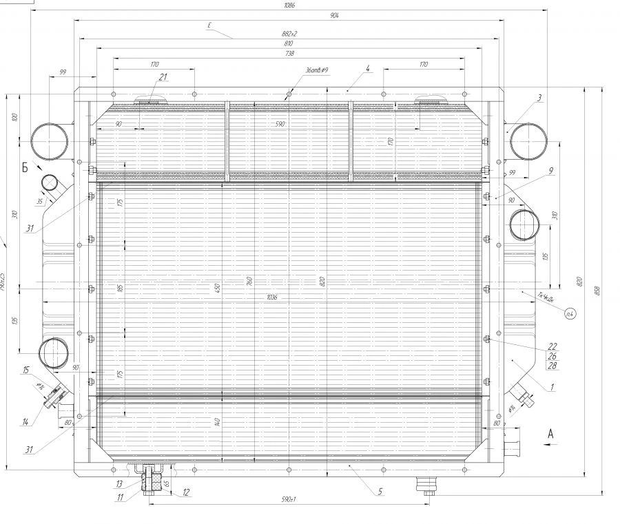 Cooling Radiator Block D442G-1301.000-33