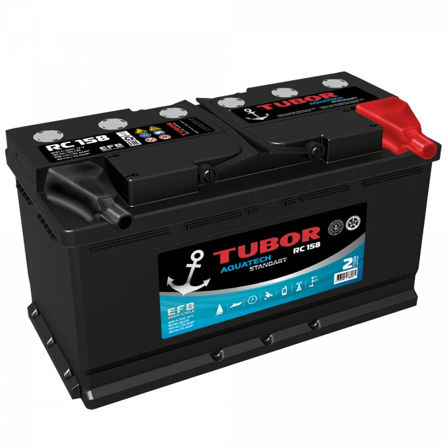 بطارية TUBOR AQUATECH STANDART 6ST-90.1(0) VL من الرصاص الحمضية