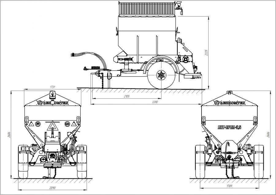 موزع الرمل الجرار الذي يجره طراز LKT-3.5PRPP