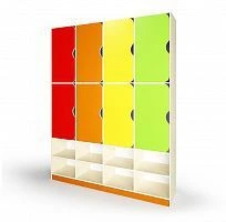 8-Compartment Two-Tier Children's Wardrobe with Shoe Rack