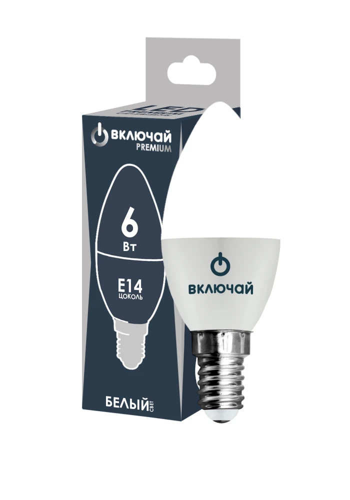 لمبة LED شمعية 6W E27 4000K 220V (LED PREMIUM C37-6W-E27-W)
