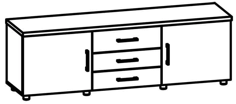 Technical Equipment Cabinet with 3 Drawers and 2 Doors Model 8618