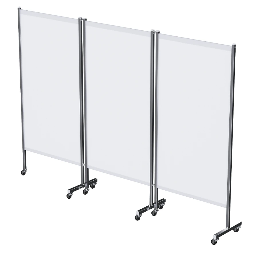 Stainless Steel Medical Screen on Wheels, Three-Section (MSK-35303M)
