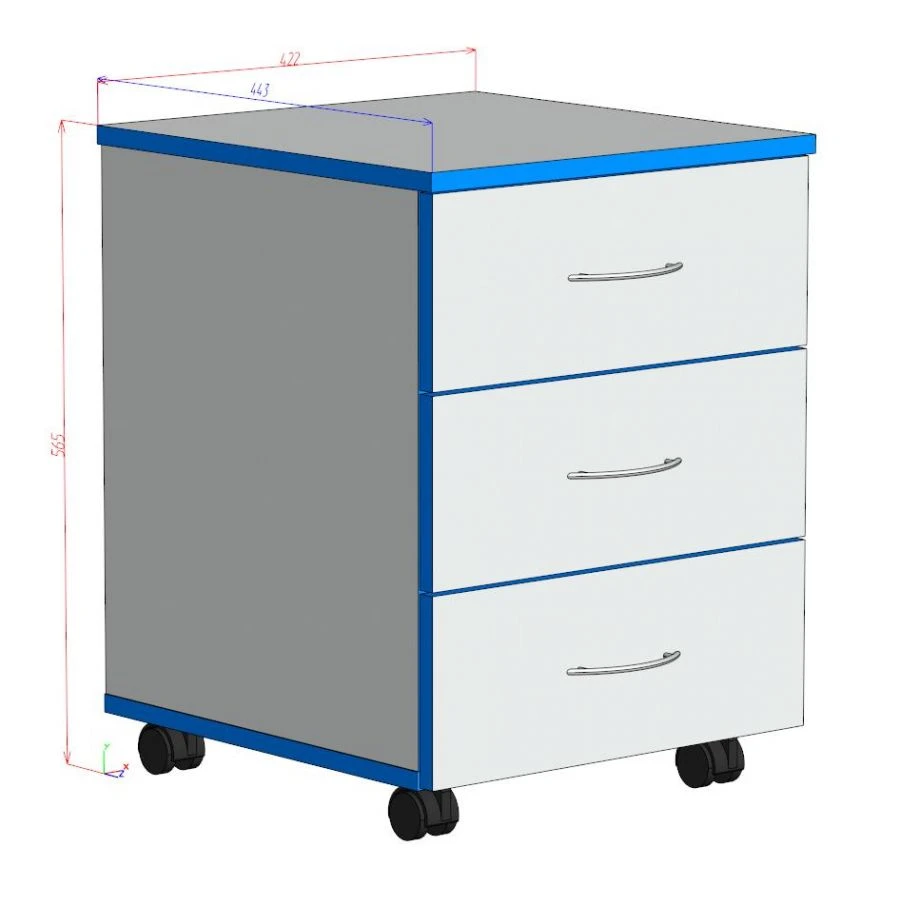 Rolling Drawer Cabinet with Drawers - LDF, PVC Edge