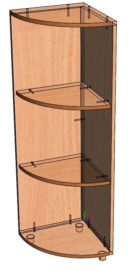 Open Shelf Unit US-2 with 3 Rounded Shelves