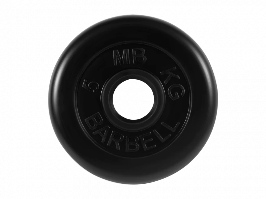 Standard Rubber Coated Weight Disc, Black, 51mm, 5kg