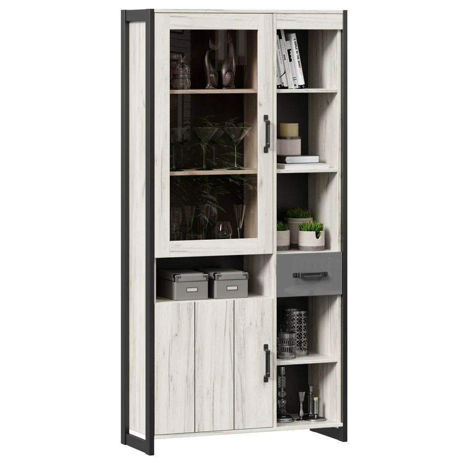 خزانة تكنو LD.678010.000 (بلوط كرافت الأبيض / رمادي شيت)