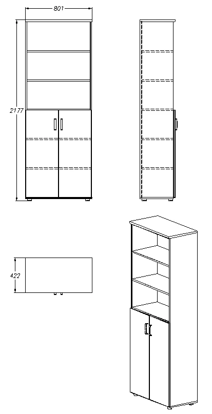 Storage Cabinet for Documents and Office Supplies - Model 404.80.218