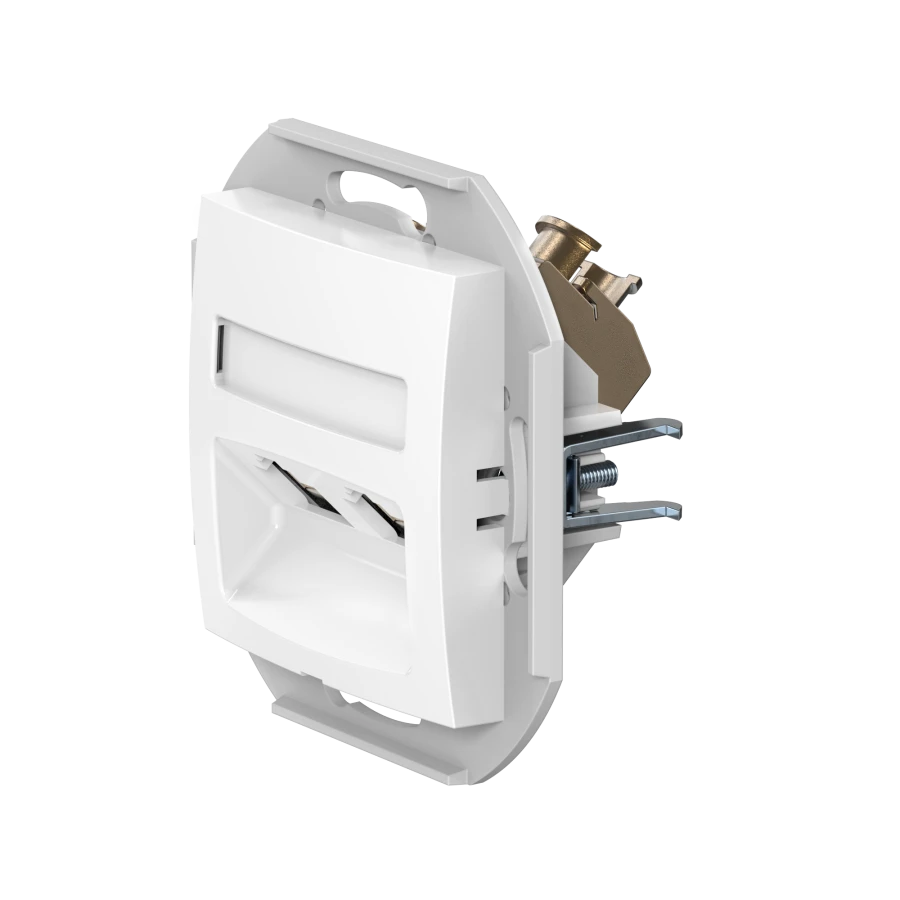 مقبس كمبيوتر مزدوج مع وحدات كايستون RJ45، كات. 6 FTP، أبيض، فن. 601