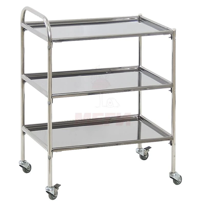 Stainless Steel Mobile Procedure Trolley with Three Shelves SPp-02-MSK(5502)