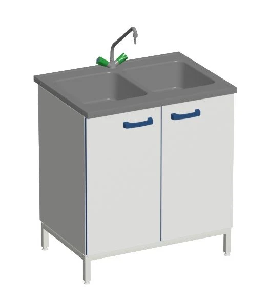 طاولة غسيل خشبية مع حوضين - نموذج س م د