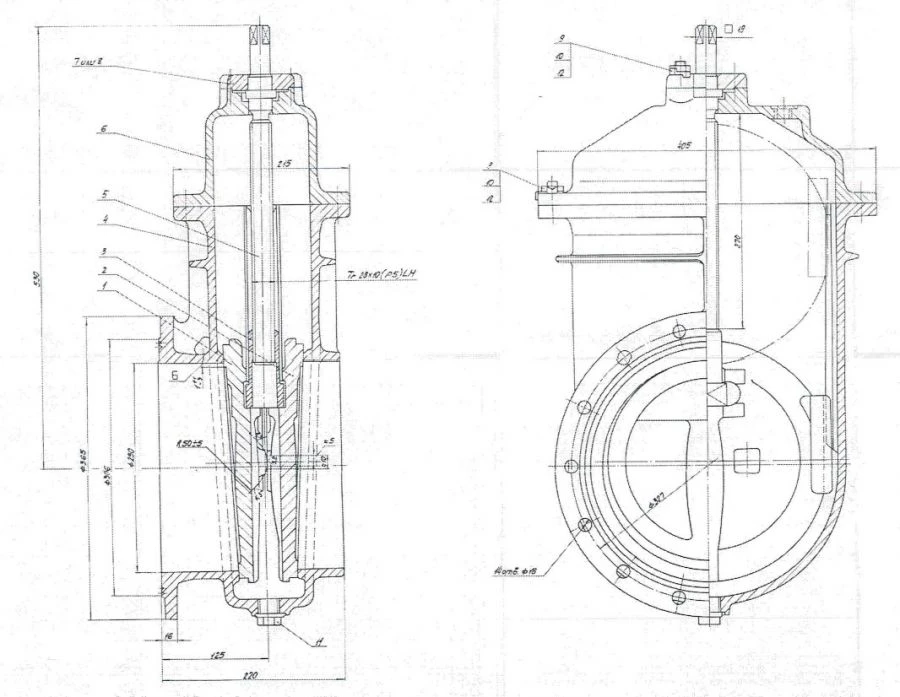 صمام بوابة مزلاج برونزي DN 125 PN 0.6 MPa
