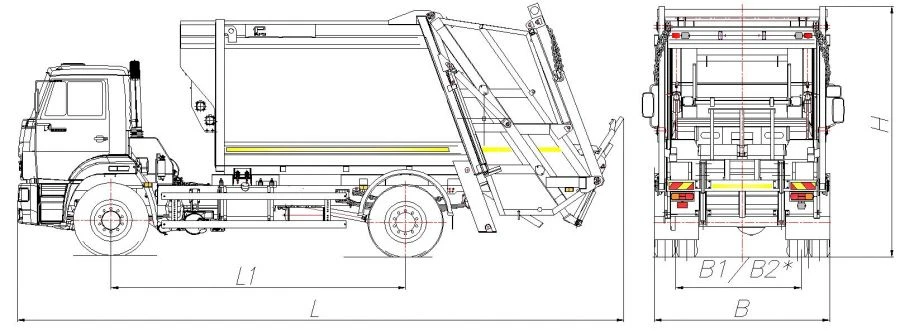 شاحنة جمع النفايات ذات التحميل الخلفي نموذج MK-4544-06