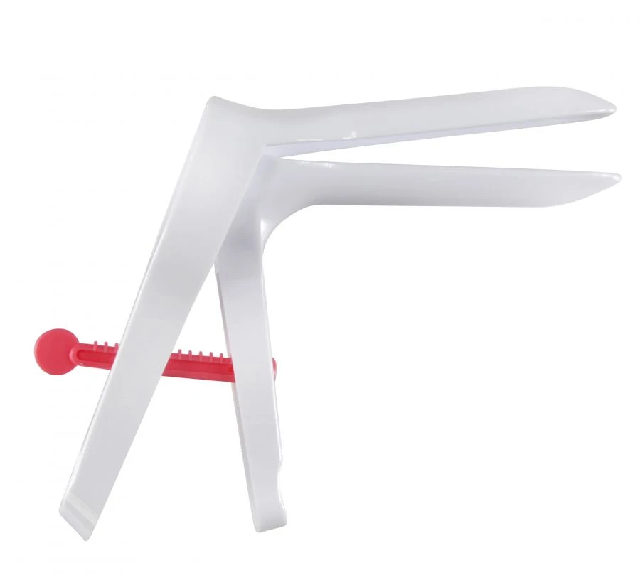 مرآة نسائية طبية معقمة من البوليمر نوع D، حجم S، بيضاء