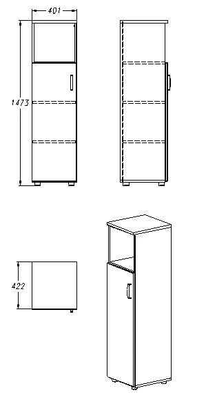 Storage Cabinet for Documents and Office Supplies - Model 404.40.147