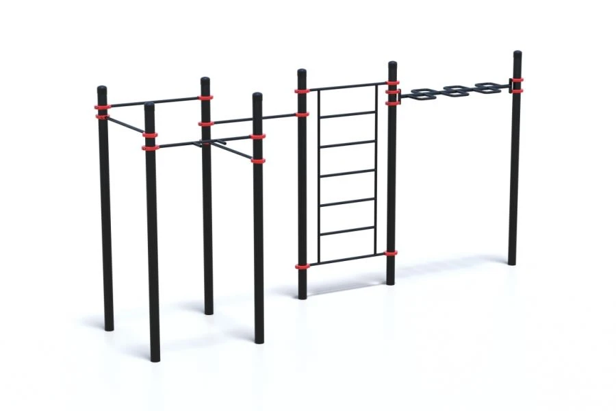 Gymnastics Complex with Snake Ladder, Swedish Wall, 4 Classic Pull-Up Bars, and 1 Hammer Grip Bar