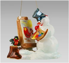 Handcrafted Glass Christmas Ornament "Painter Snowman