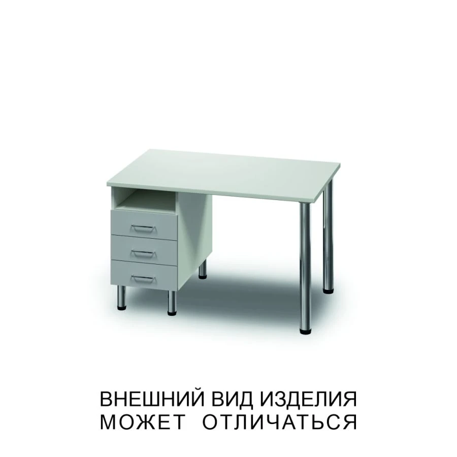 Single Cabinet Desk with Three Drawers and Open Shelf