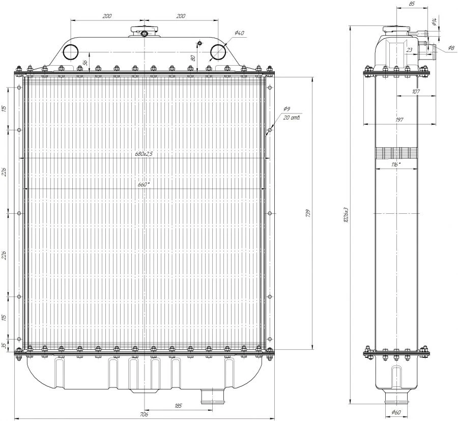 رادياتور مياه BR-184 1301 100-01 لتبريد المحرك