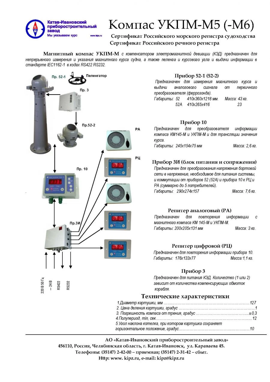 Magnetic Compass UKPM-M5 with Electromagnetic Deviation Compensator