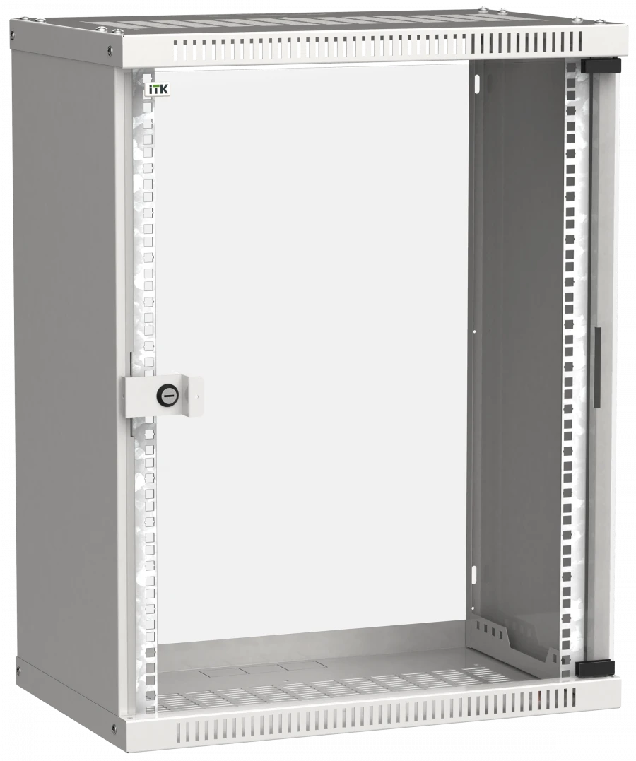 خزانة LINEA WE 19" مثبتة على الحائط 15U 550x350مم باب زجاجي رمادي