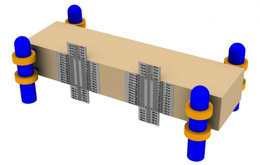 مقعد الجمباز الأفقي مع مساطر قياس مضادة للتخريب