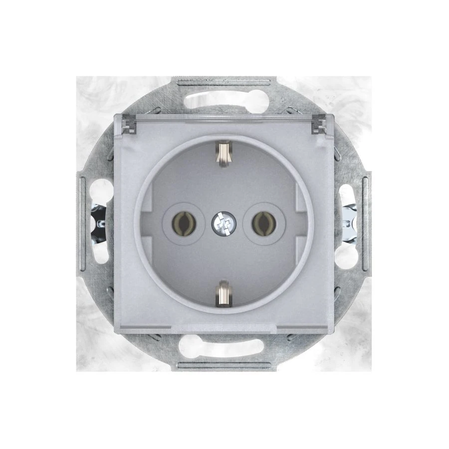 Caduceus Aling Prestige 16A Hidden Socket with Grounding, Silver, Art. 6003.S