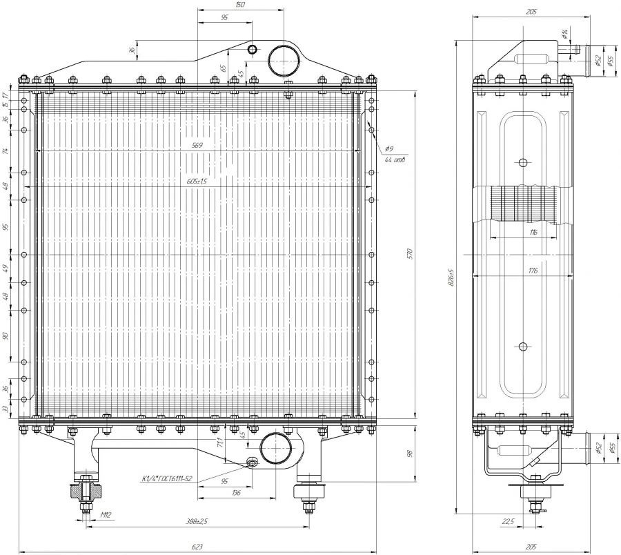 رادياتور مياه لمحرك الاحتراق الداخلي 1520.4-1301.010