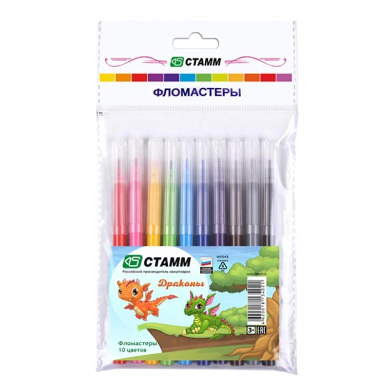 Washable Dragon Markers Set, 10 Colors, Pack with Euro Hook