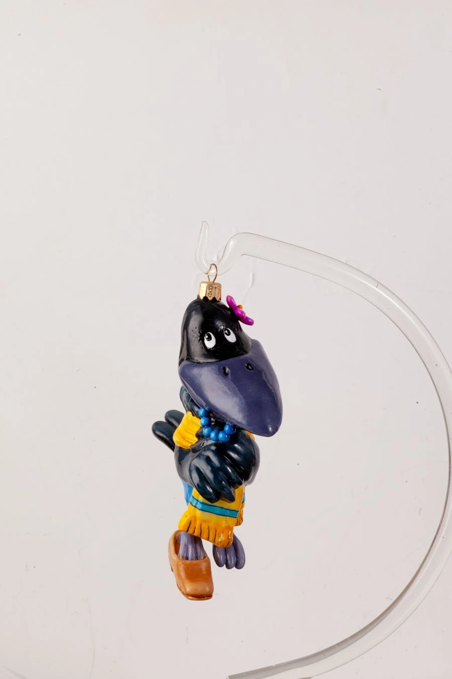 Handcrafted Glass Christmas Ornament "Crow