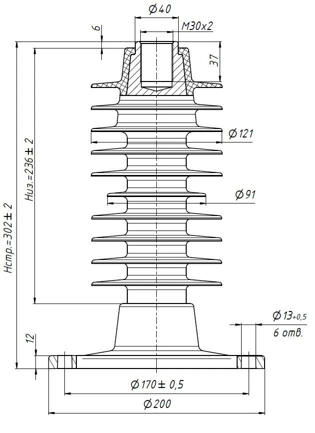 عازل بوليمري OCK 8-24-B01-2 T2(УХЛ2) للاستخدام الخارجي