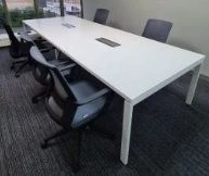 Small Conference Table with Metal Supports and Laminate Top