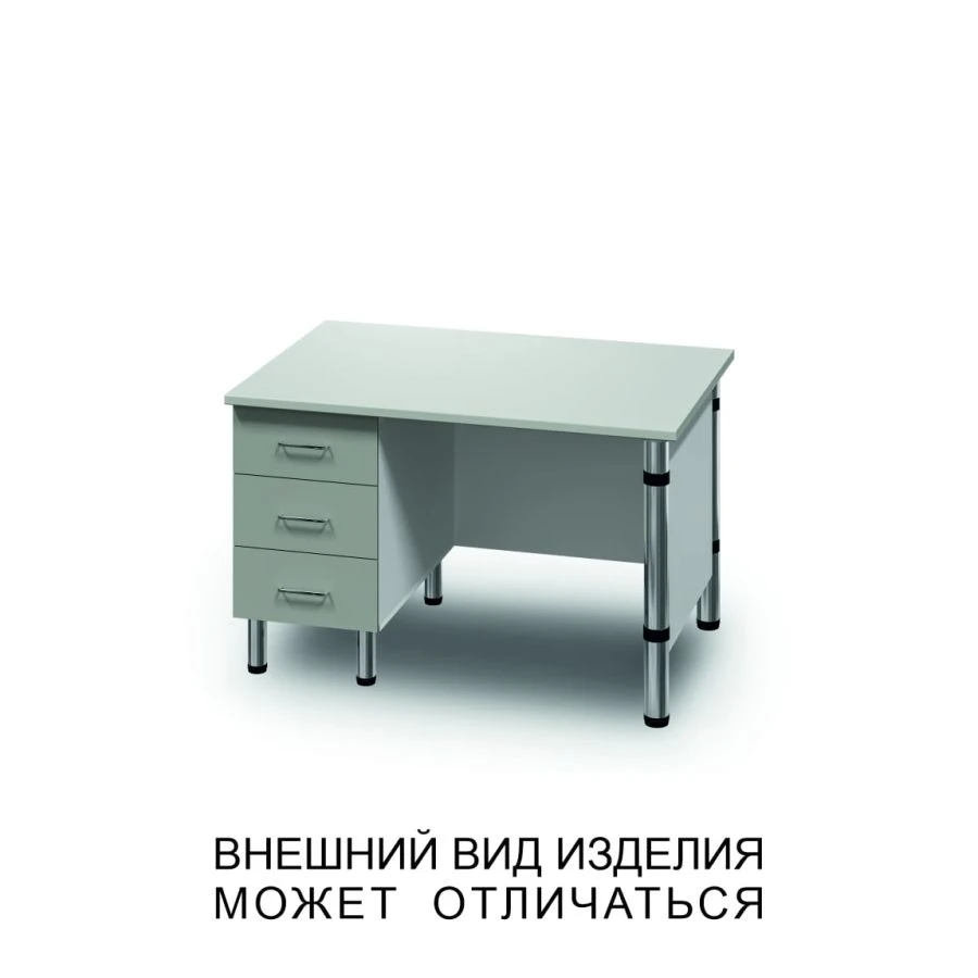 Single Pedestal Desk with Three Drawers and Screen