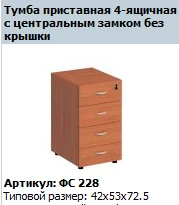 Matrix" 4-Drawer Side Cabinet with Central Lock, No Top - FS 228