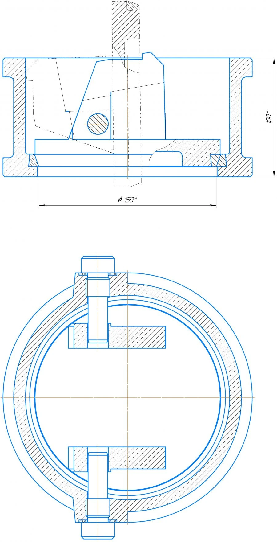 صمام فحص غير صادم DN 150 - نموذج 19ч01бр