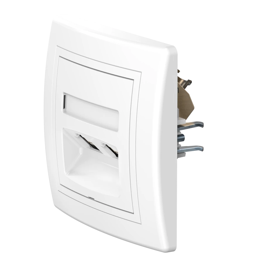 CADUCEUS ALING PRESTIGE Double Computer Socket with Keystone RJ45 Modules Cat.5e FTP, White, Art. 614