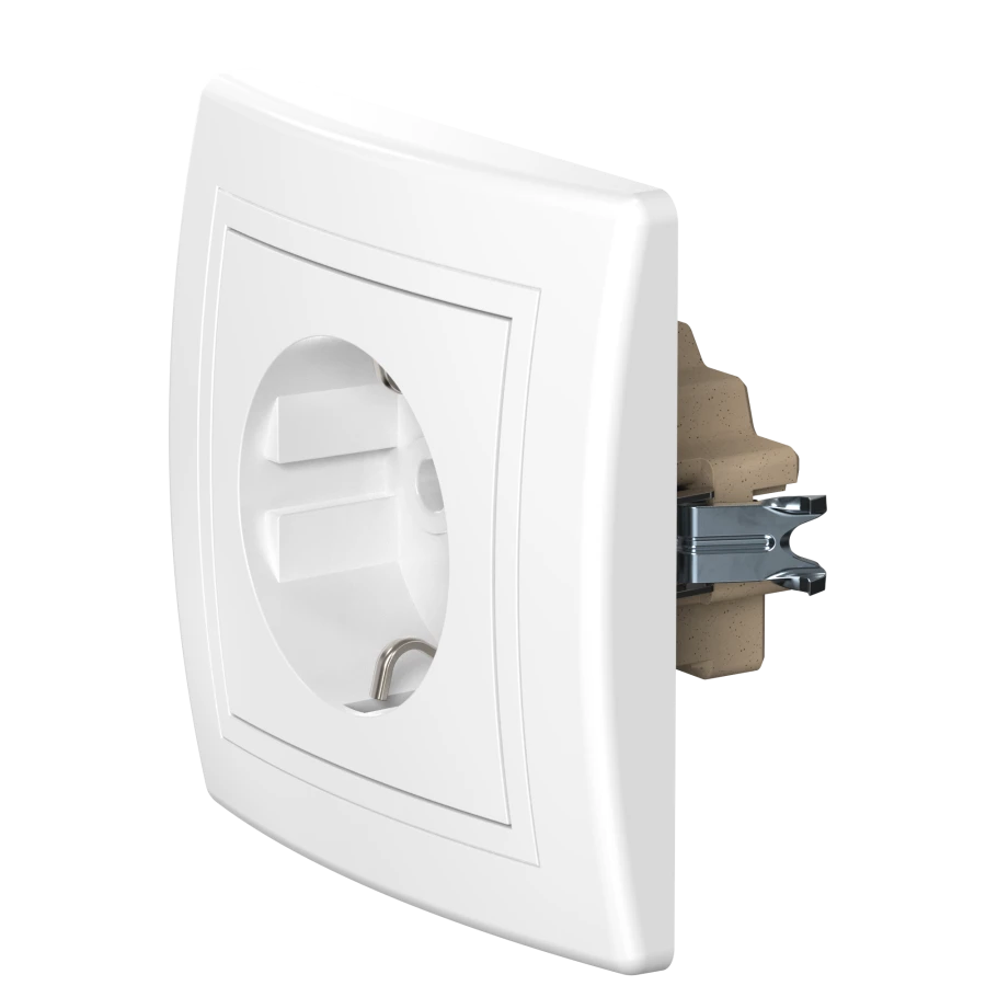 CADUCEUS ALING PRESTIGE مقبس مخفي مع تأريض، 16أ، 250ف، أبيض، فن. 600