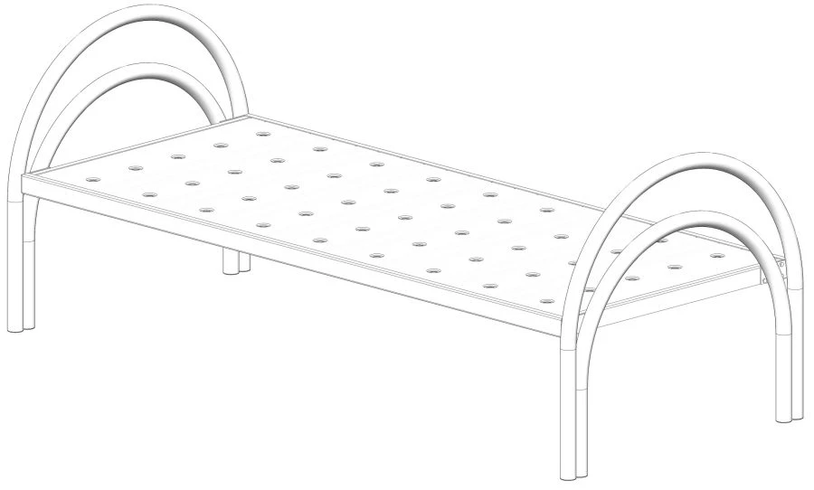 Hospital Bed with Single Deck, No Wheels, Metal Headboards, Model KФ0-01-«МСК» (МСК-124М)