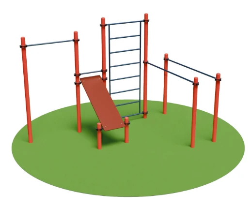 Outdoor Sports Complex with Pull-Up Bar, Dips, Wall Bars, and Bench