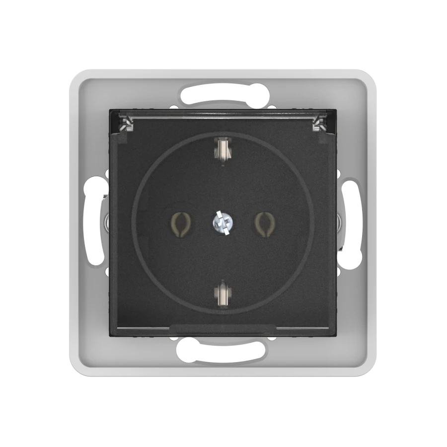 Caduceus Aling Prestige Hidden Socket with Grounding 16A, 250V, Black