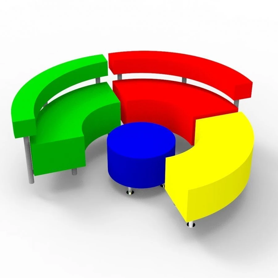 Kids Sofa with Chrome Cylindrical Legs, Model 11.2-1