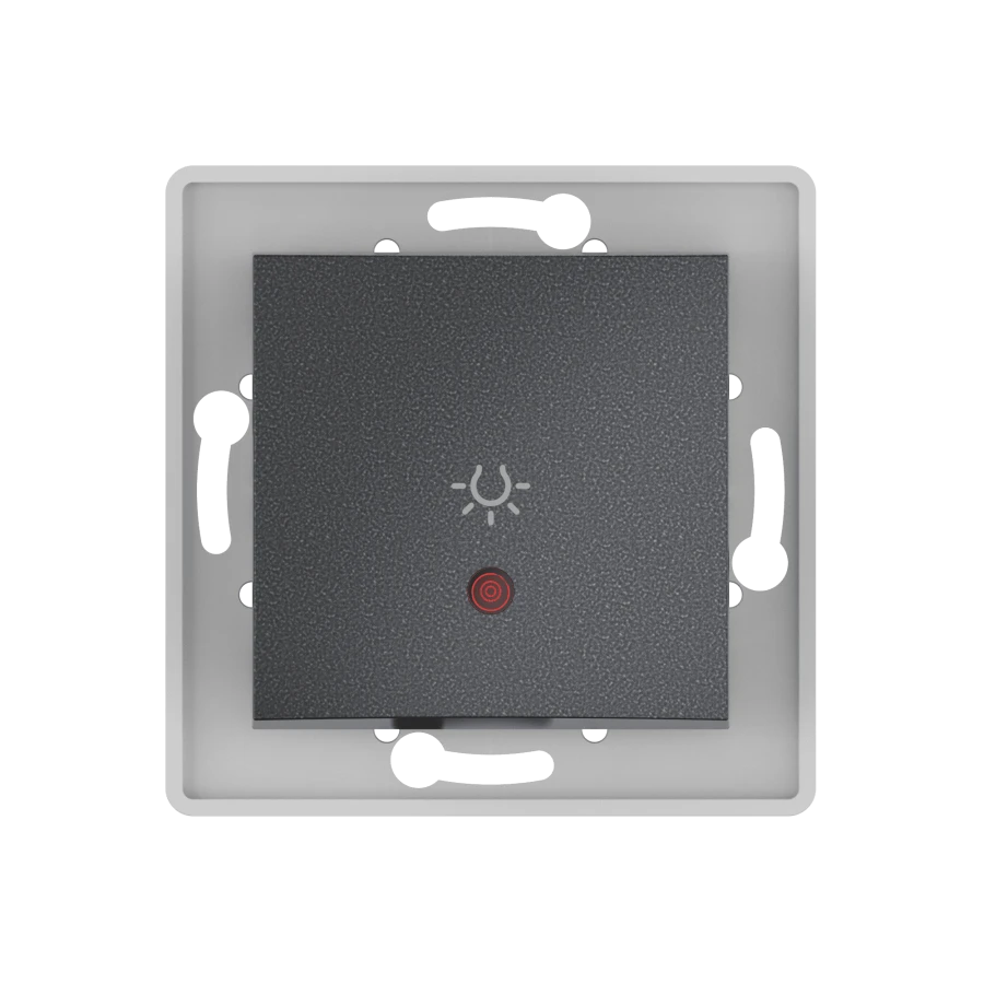 Caduceus Aling Prestige Hidden Installation Light Switch with Indicator 10A, 250V, Graphite, Model 6009I.2