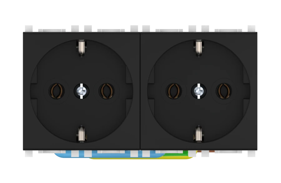 مقبس CADUCEUS ALING Experience مزدوج مع تأريض، 16 أمبير، 250 فولت، أسود (لمسة ناعمة)